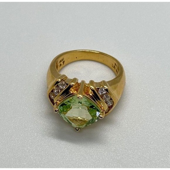 925 STERLING SILVER GOLD PLATED CZ RING SIZE 6 - Picture 8 of 9